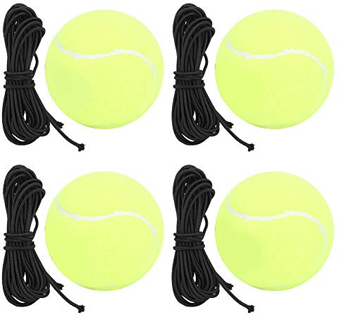 Keenso 4 Stück/Set Guter Tennisball mit Seil Hochelastischer Tennisball mit Gummiband für Sporttraining Belt Line Badminton, Tennis