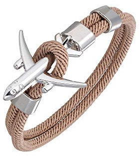 Bracciale con piccolo aeroplano in metallo - come regalo per piloti e assistenti di volo