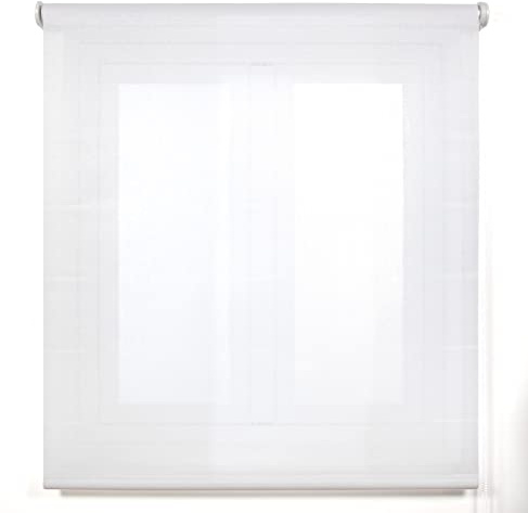 Blindecor Belmont Rollo, lichtdurchlässig, glänzend, Weiß, 110 x 180 cm (Breite x Höhe), Stoffmaße: 107 x 175 cm, für Fenster