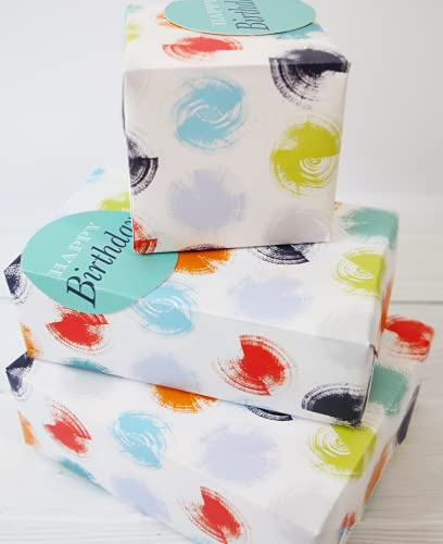 Wrapping Paper 12371AMale Spot Gift Wrap Pack with 2 Sheets & 2 Tags, Plastic Free & FULLY RECYCLABLE, multicoloured