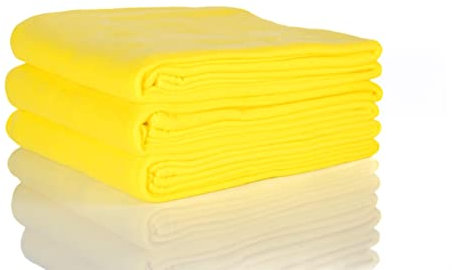 Glart Oeko-Tex fleecefiltar set om 3, gul, 130 x 160 cm, 200 g/m², som vardagsrumsmatta, gosig filt, soffilt och picknickfilt. Fleecefilt