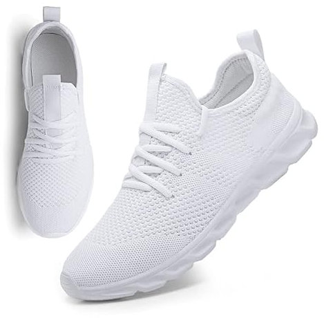 MGNLRTI Herren Sneaker Walkingschuhe Atmungsaktiv Straßenlaufschuhe Leicht Freizeit Sportschuhe für Hallen Outdoor Jogging Workout Fitness Tennisschuhe Mode (A Weiß, Numeric_43)