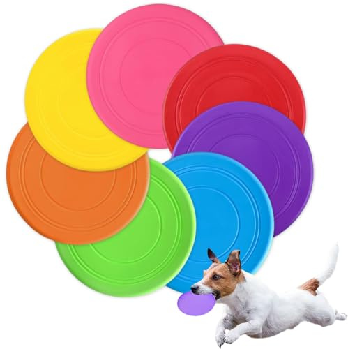 Kaimeilai 7 PCS Dischi per Cani, Frisbee in Silicone Morbido, Disco Volante per Addestramento da Terra e Acqua, Cattura Gioco Resistente al Morso Interattivo (7 Colori)