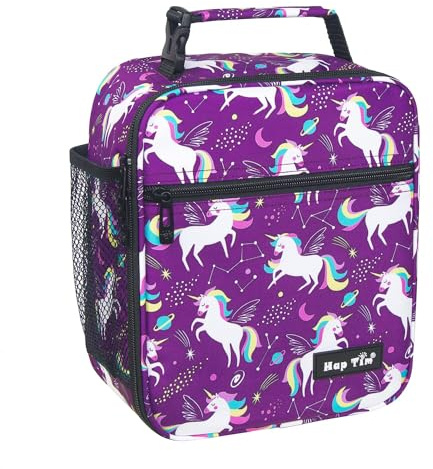 Hap Tim Kids Lunch Box for Girls Boys, Reusable Lunch Bag for Kids, Spacious Lunchbox, Insulated Lunchbag, Purple Unicorn(18654-PP)