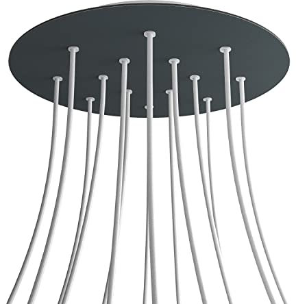 creative cables - Rundes XXL 14-Loch und 4 Seitenlöchern Lampenbaldachin, Rose-One-Abdeckung, 400 mm Durchmesser - Anthrazit, Weiß
