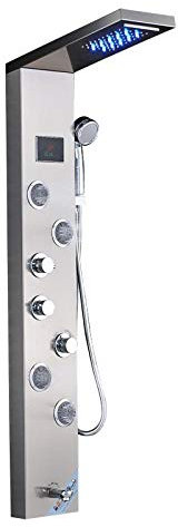 LED Waterfall Rain Shower Panel Bathroom Shower Faucet Massage Jets Tub Shower Column Mixer Tap para Home & Bar
