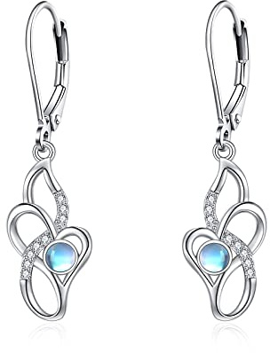 Mondstein Ohrringe Sterling Silber 925 Infinity Herz Mondstein Ohrhänger Irische Kelten Schmuck Geschenke für Damen Teenager Mädchen