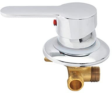 Vanne de Douche en Laiton 1 Voie Inverseur Robinet Cabine G1/2 Mitigeur D'eau Froide et Chaude pour Salle Bain, Filetage à Vis/intubation, Cartouche Céramique, Poignée Unique épaisse (C)