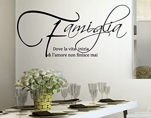 Wandtattoo Italienisch Sprüche Wandsticker - Schwarze Wandtattoo Wohnzimmer Modern Wanddeko Schlafzimmer Familienregeln Wandaufkleber Wandtatoos Zum Kleben für Flur Küche