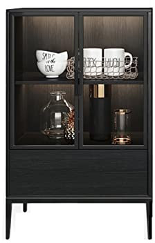 moisture Doppeltür-Weinschrank mit LED-Lichtern, Sideboard, moderner Aufbewahrungsschrank, ideal für Bar, Buffet, Wohnzimmer, Esszimmer (Farbe: A)