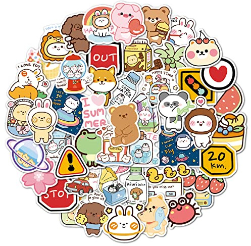 Kawaii Animals Stickers, Gift for Kids Teen Adult, Lovely Waterproof Vinyl Decals for Laptop Water Bottle Skateboard Bike Car Helmet Luggage Guitar Scrapbook Phone Pad [50PCS]