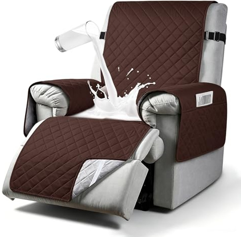 aolceth Sesselschoner für Fernsehsessel, Wasserdicht Relaxsessel Sesselschoner mit Taschen Armlehne, 1 Sitzer Sesselauflage Anti-Rutsc Sesselbezug für Möbelschutz