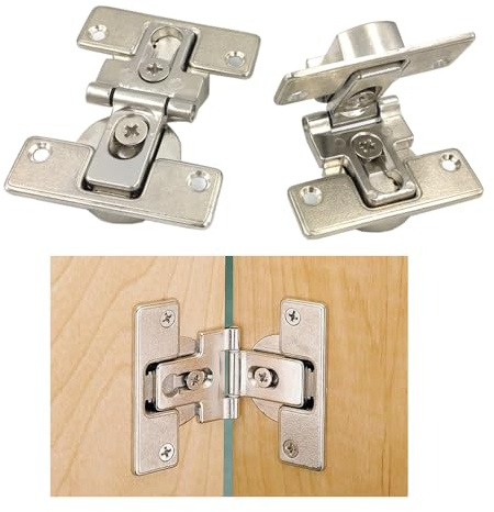 2-Piece 180 Degree Flush Folding Hidden Cabinet Hinges - 90 Degree Adjustable Closet Link Door Hinges