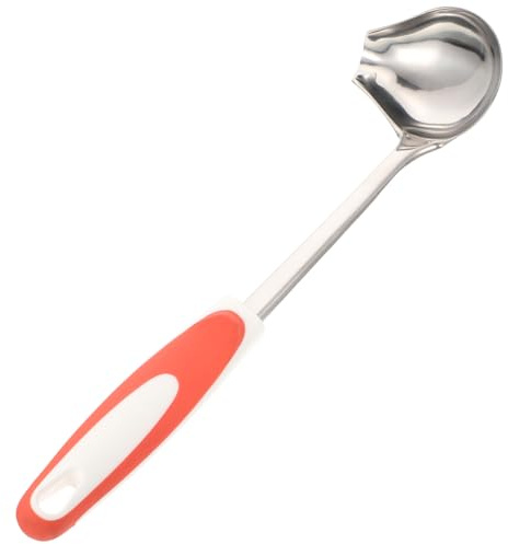 NAMOARLY Cucharón Para Salsa De Acero Inoxidable Antideslizante Con Boquilla Inclinada, Tamaño Pequeño, Color Naranja, Cuchara Para Servir Aceite y Salsas Cocina, Adecuado Para Buffet y Eventos