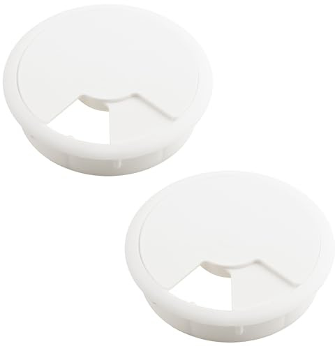 cyclingcolors 2X pasacables 80mm plástico Tapa Redondo Escritorio Mesa Mueble, Blanco