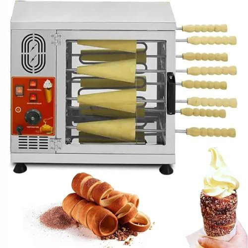 CYMYYDS Tostadora Eléctrica 3000W, Horno De Pastel De Chimenea Comercial con 8 Rodillos para Hornear, Parrilla De Cono De Helado 50°c ~ 300°c para Cocina Casera De Restaurante