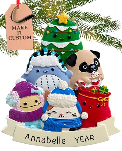 Personalisierte Squished Mallows Ornament 2025 | 24h personalisierter Kinder-Weihnachtsschmuck für Baum | Individuelles Geschenk verpacktes Urlaubsandenken für Kleinkinder, Kinder 2-8 Jahre