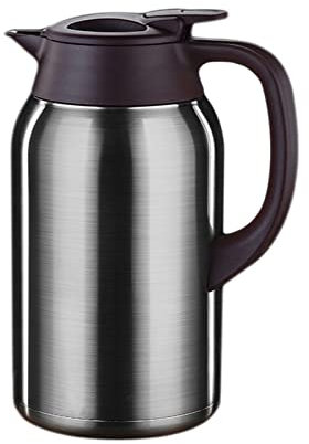 Thermoskanne, 50 Stunden Wärmeerhaltung, mit einfachem Sicherheitsdruckknopf, rutschfeste Unterseite, für Zuhause, Hotel, Büro, Schule (Gold, 2,0 l) (Farbe: Silber, Größe: 2,0 l)
