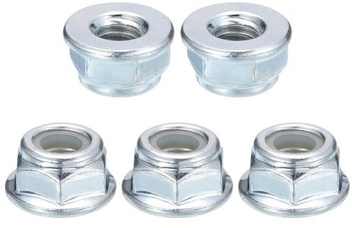 Sourcing Map 10Pcs 1/4x20mm Flange Nylon Insert Lock Nuts, Carbon Steel Hex Flange Nuts for Industrial Construction Fasteners, White