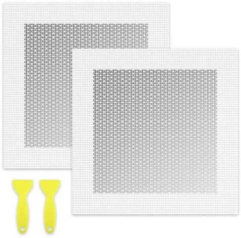 4 Wall Patch Kit, 8x8 Inch Fibreglass Mesh Plasterboard Drywall Repair | Strong stick backing, reinforcement material, ceiling hole filler, versatile surface mending, self application tool