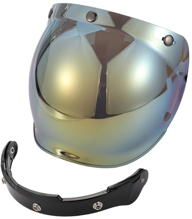 Partuto 1pc Universal Motorcycle Helmet Visor Shield - Motorcycle Helmet Visor Replacement Anti-UV - Resin Gold Tone,Black