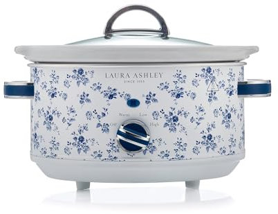 Laura Ashley Slow Cooker 3.7 Quart - Large Slow Cooker 3.7 QT for 4 to 5 People - Energy Efficient Slow Cookers with 3 Heat Settings - Dishwasher Safe Removeable Ceramic Crock & Tempered Glass Lid