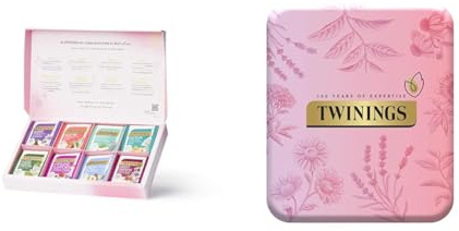 Twinings Superblends Collection Gift Box 4O Tea bags + Premium Pocket Tea Tin(Pink) – 4 Tea Envelopes