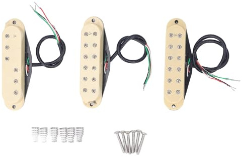 Ensemble de 3 Micros à Bobine Unique, Micros à Pont Central pour Guitare ABS et Aimants avec 6 Ressorts et 6 Vis
