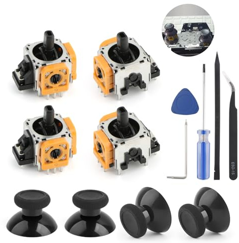 RongZy 4 Stück Sticks für Xbox One S/X Joystick Kompatibel mit Xbox One/One Elite Analoge Stick Drift Controller Ersatz Zubehör Teile mit 4 Thumbsticks mit Reparaturwerkzeugen
