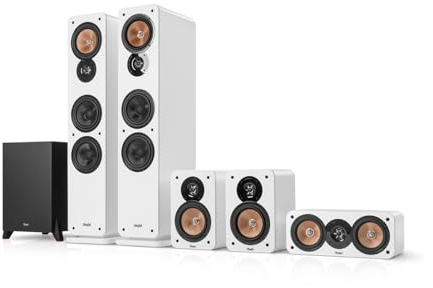 Teufel Ultima 40 mk4 5.1 Home Cinema - Sistema de Sonido Envolvente para Cine en casa con Potente subwoofer, Bass Reflex y Altavoz de Medios de Kevlar (Blanco)