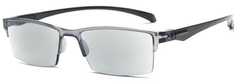 UJNHGQ Occhiali da lettura intelligenti con zoom automatico, autofocus, occhiali da vista con mezza montatura, occhiali da computer, vicino e lontano, GRIGIO