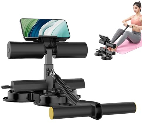 Bauchtrainer für Zuhause, Bauchmuskeltrainer Tragbare Selbstsaugung Sit-Up-Hilfe mit Drei Saugnäpfe und Handyhalterung Sit-Ups Assistent Gerät für Taille Bauch Frauen Und Männer Indoor Outdoor Reisen