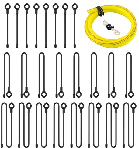 HOMEE Silicone Cable Ties Reusable 24PCS, Bendable Rubber Twist Ties for Cords, Cord Tie with Holes for Bundling and Holding, All Purpose Cord Tie for Indoor and Outdoor（Black, 6inch, 12inch, 18inch）