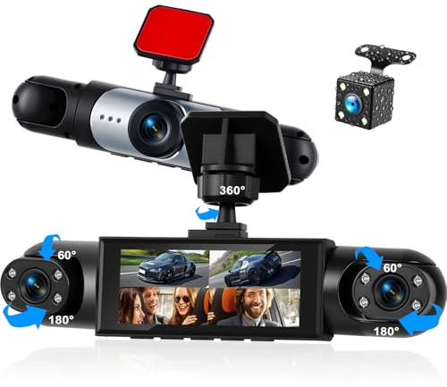 CAMECHO 4 Channel Dash Cam 360° Full Car Coverage | Front and Rear Dash Camera with 1080P Night Vision & Reversing Aid | 3.16 Screen | Loop Recording | Plug & Play | No WiFi/APP