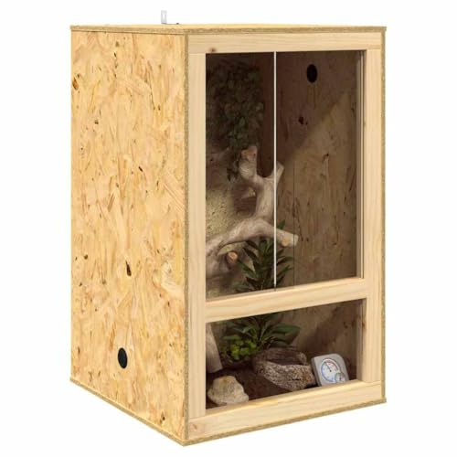 Terrarium en Bois, Terrarium Boîte d'alimentation pour Reptiles Amphibiens Marron 50 x 50 x 80 cm OSB