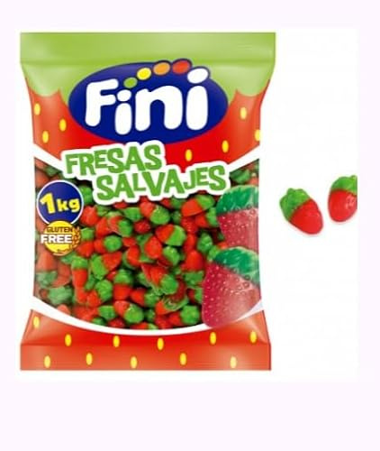 Fini Fresas Salvajes Gommes Fraises, Bonbons Gélifiés en Forme de Fraises, Sachet 1 kg