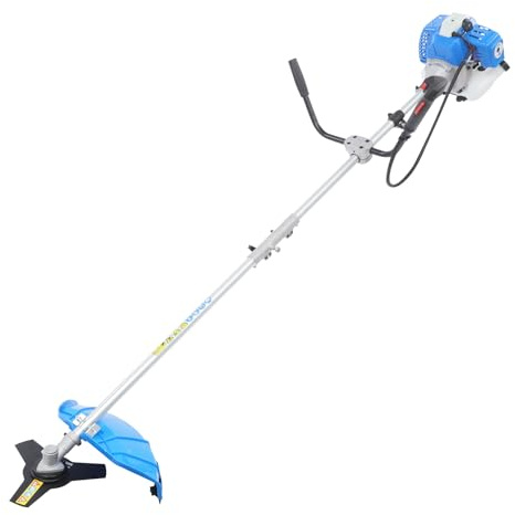 Desbrozadora de gasolina de 25,4 cc, 2 tiempos, con mango largo y correa para el hombro, 7500 W, para patio, jardín, césped (azul)