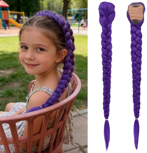 Extensioni per Capelli Viola 65cm, Ciocca Sintetica con Clip per Coda di Cavallo | Accessori per Capelli per Bambini e Adulti | per Feste, Cosplay e Uso Quotidiano