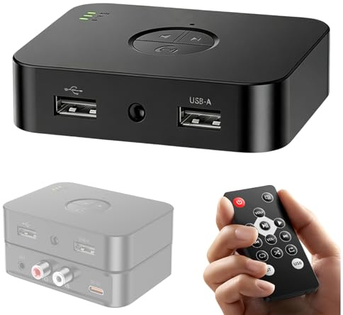 Adattatore stereo Bluetooth 6.0 con telecomando, ricevitore Bluetooth con jack AUX da 3,5 mm RCA, ricevitore HiFi Bluetooth con 3D Surround, adattatore audio wireless per altoparlanti, auto, TV