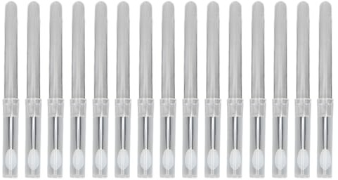 15 st silikon läppborste med transparent handtag lock återanvändbar läppstift borste applikator för läppmask vit