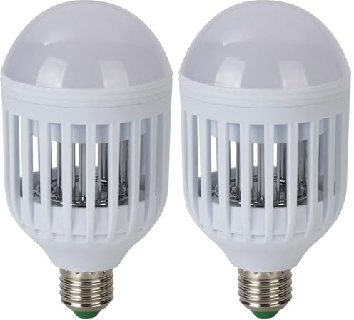 JATA HOGAR MELI0220 - Lámpara Antimosquitos Eléctrico UV con Luz LED 380 LM, Mata Insectos Portátil 30 m², 2 en 1 Lámpara y Antimosquitos, Interior y Exterior, Bajo Consumo (Paquete de 2)