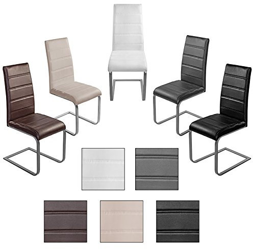 Estexo® Esszimmerstuhl, Freischwinger Modell Chris, Set, Kunstleder, Essgruppe, Schwingstuhl (Schwarz, 4)
