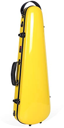 Crossrock Fiberglass Violin Case, 4/4 Full Size | Gloss Yellow, Velvet Suspension Interior, Backpack Straps – Premium Contoured Hard Shell (CRF1000VYL)