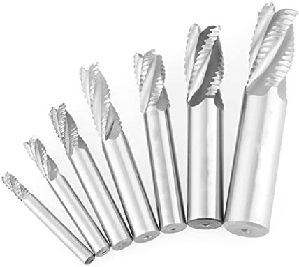7pcs 4 flauti 6-20mm HSS, Frese a candela Frese trapano End Mill Router Bit Sgrossatore Chipbreaker fresa