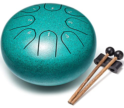 Lronbird Steel Tongue Drum Percussion, 6 Inch 8 Notes Musical Instruments, Music Gifts for Family Friends (Malachite)