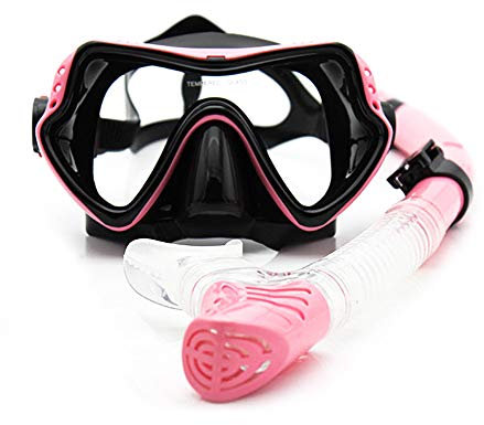 Tomyeer Schnorchel-Set, trockenes Schwimmen, Tauchmaske, Panorama, Weitsicht, Taucherbrille, Schnorcheln, Ausrüstung mit Atemschlauch für Damen und Herren