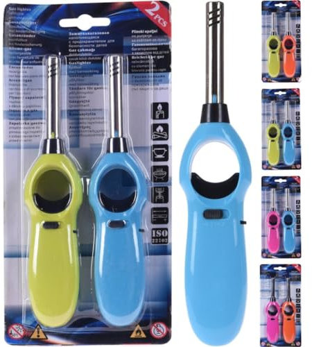 ALLUME GAZ BRIQUET avec embout métal rigide rechargeable hyper pratique : cuisinière, barbecue, bougies,... couleur aléatoire