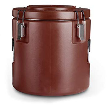 20L Commercial Insulated Rice Barrel with One Botton Exhaust, Refrigerated Transport Bucket Iced Container Beverage Carrier Dispenser for Food Or Cold & Hot Drinks,Brown