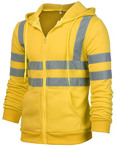 Panegy Herren Sicherheitsjacke Arbeitsjacke Warnschutzjacke Reflektierend Jacke Verkehr Mantel Größe 4XL - Gelb