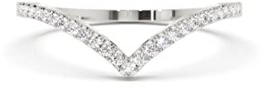 Bague en diamant incurvé pour femme, 0,20 carat rond en forme d'os de souhait pour femme, en or blanc, jaune et rose, Pierre, Diamant
